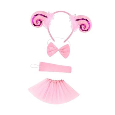 Imagem de Vaveren Conjunto de fantasia de cordeiro animal cosplay para festa à fantasia suprimentos para performance de palco, Rosa