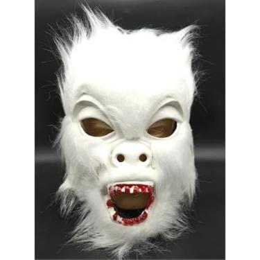 Imagem de Mascara Halloween Coelho/Urso/Macaco Pelúcia Festa Fantasia Terror (URSO BRANCO)