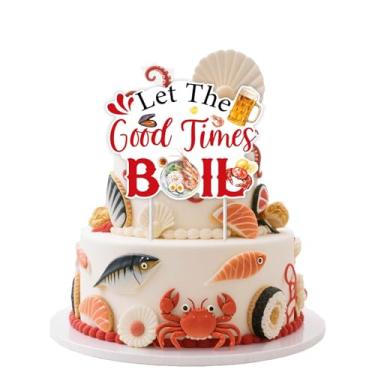 Imagem de Cheereveal Crawfish Boil Party Decorations, Let The Good Times Boil Cake Topper, Lobster Shrimp Seafood Theme Birthday Baby Shower Family Reunion Party Supplies