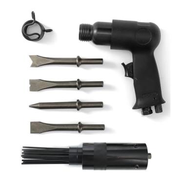 Imagem de Escamador de agulha pneumático, 19 agulhas e pistola de martelo pneumático, 4 cinzéis 2 em 1