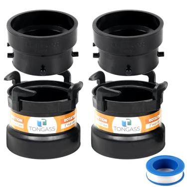 Imagem de TonGass (Pacote com 2 unidades) Adaptador de Conexão de Mangueira de Esgoto RV para PVC, Conexão de Esgoto RV e Adaptador de Terminação de Esgoto RV - Cubo de 7,6 cm x Ganchos de Baioneta com Fita de