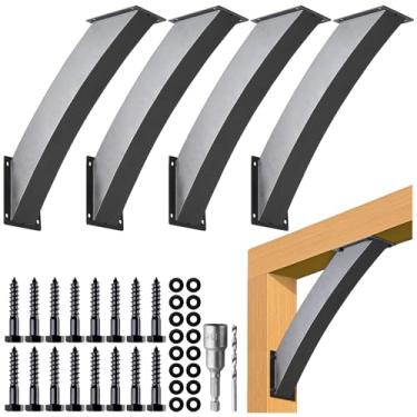 Imagem de Aecxm Suportes De Suporte Ângulo 45° Em Arco 4'' X (Real: 3,2'' 3,2'') Para Serviços Pesados, Gazebos, Decks, Varandas, Cabines Madeira E Outras Pérgolas Com Estrutura