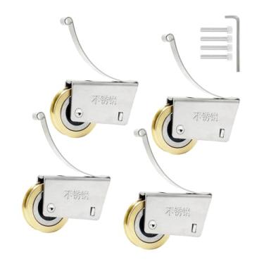 Imagem de 4 peças polia de porta deslizante, sistema côncavo HhdvdyWgd armário de armário de ferragens de aço inoxidável, para porta deslizante de guarda-roupa, porta deslizante de cozinha (roda côncava)