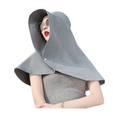 Imagem de Chapéu de Proteção Solar, Chapéu de Sol Feminino de Poliéster UPF50 Simples Multifuncional Respirável Proteção UV Aba Larga para Ciclismo de Verão (Cinza)