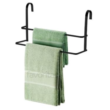 Imagem de Suporte Porta Toalha Duplo Para Box Toalheiro (Preto)