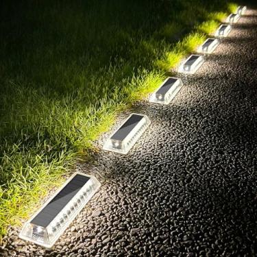 Imagem de Lacasa Luzes solares para convés, pacote com 8 luzes solares IP68, à prova d'água IP68, movidas a energia solar, luzes de paisagem, degraus, iluminação LED de 50 lm para jardim, passarela, escada