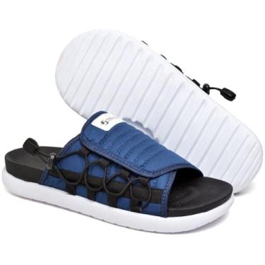 Imagem de Chinelo Slide Masculino com Solado Branco Confortável, Estiloso e Antiderrapante (Azul, BR, Adulto, Numérico, 37)