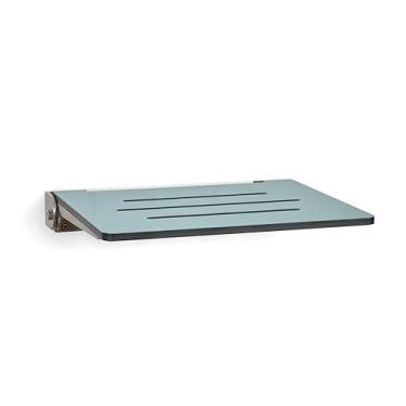 Imagem de Assento de chuveiro dobrável Silhouette Slimline de 45,7 cm, assento azul-petróleo com moldura prateada
