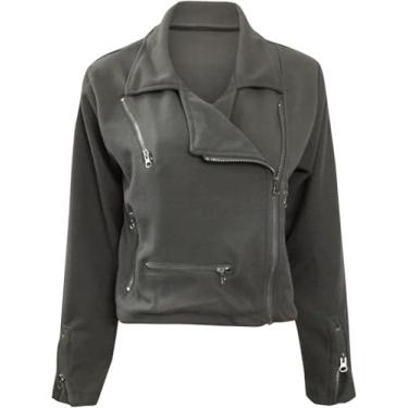Imagem de Jaqueta De Couro Feminina Jaqueta Slim Jaqueta Biker Jaqueta Outono Jaqueta De Transição Moda Casaco Com Capuz, Brown, 4XL