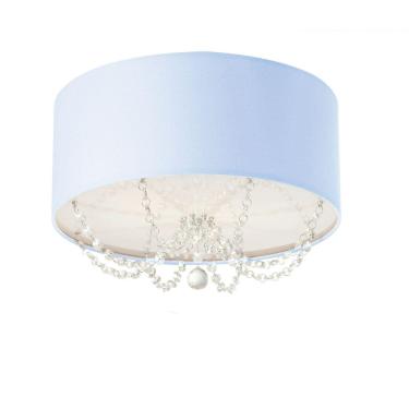 Imagem de Plafon Em Tecido Com Pingentes De Cristal 30Cm Diâmetro Azul