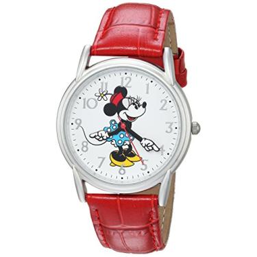 Imagem de Relógio feminino Minnie Mouse – Minnie Mouse para mulheres, relógio moderno, relógios elegantes – pulseira de couro preto, caixa e mostrador prateados, brinquedos estilosos, Vermelho, Minnie Cardiff