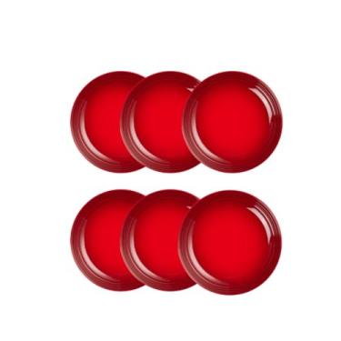 Imagem de Jogo de 12 Pratos Fundos de Cerâmica 22 cm Vermelho