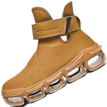 Imagem de DZUJY Chelsea Botas masculinas casuais para homens Blade Tênis esportivo moderno cano alto masculino marrom preto tamanho bota sapato masculino, Marrom, 43