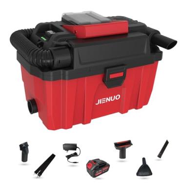 Imagem de JIENUO Aspirador de pó seco sem fio, aspirador de pó sem fio de 20 V, 6 litros, aspirador portátil de sucção ajustável sem escova, com soprador para casa, carro e porão, bateria de 4,0 Ah e carregador