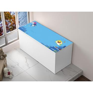 Imagem de Baú Infantil Organizador De Brinquedos Personagem MDF Branco - Home A.