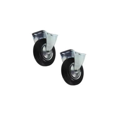 Imagem de Kit com 2 rodízio fixo de borracha 125mm - 5 polegadas - jst - 000196