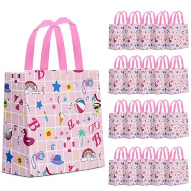 Imagem de Infankey 24 peças rosa para lembrancinhas de festa rosa rosa choque sacos de presente de princesa sacos de doces tema meninas sacos de brindes de festa não tecido para decoração de festa de princesa