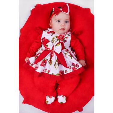 Imagem de Saída de Maternidade Menina Laura Vermelha 04 peças - Maribaby enxovai