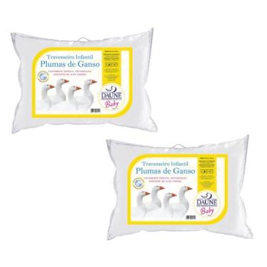 Imagem de Kit 2 Travesseiros Macio Infantil - 100% Plumas Ganso - Daune