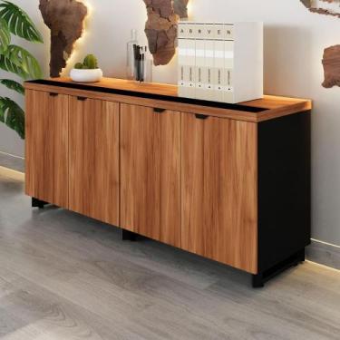 Imagem de Armário Baixo 1,58m Duplo 4 Portas Puxadores Metálicos F5 - F5 Office 