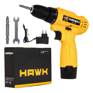 Imagem de Parafusadeira E Furadeira Sem Fio Com Bateria De Lítio - Hawk, Amarelo
