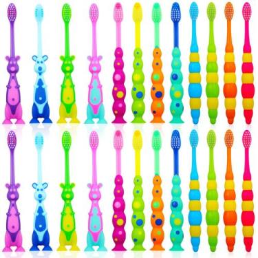 Imagem de Escova de dentes Lauwell Toddler Soft Bristle com capa de 24 peças