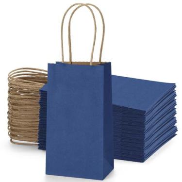 Imagem de Sacola de presente Dream Kraft Paper, pacote com 50, 9x6x17 cm, azul m