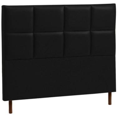 Imagem de Cabeceira Estofada Queen Espanha Couro Preto 160 cm - TNA Decor