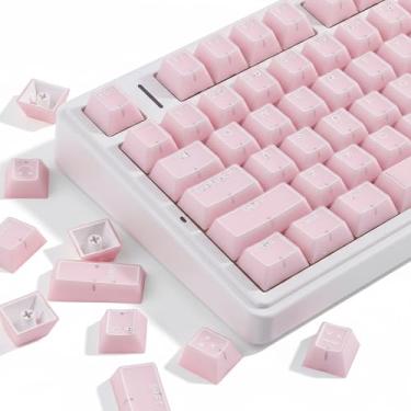 Imagem de Hyekit Conjunto de teclas de jade rosa, duas teclas PBT&PC, 142 teclas, perfil cereja para teclado mecânico magnético 60%/65%/75%/TKL/96%/100%