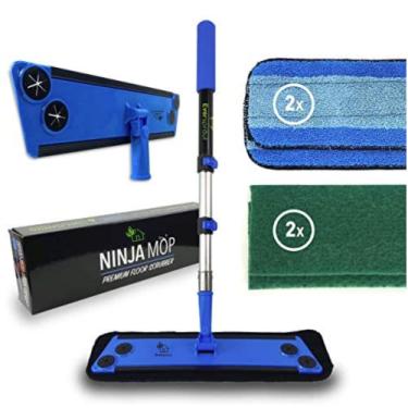 Imagem de EVERSPROUT Cabeça de esfregão Ninja da Never-Streak | 4 esponjas reutilizáveis laváveis | Apenas acessório, sem mastro | esfregão de microfibra de rotação total 360 graus | pisos de limpeza/lavagem/poeira, madeira, laminado, azulejo (sem mastro)