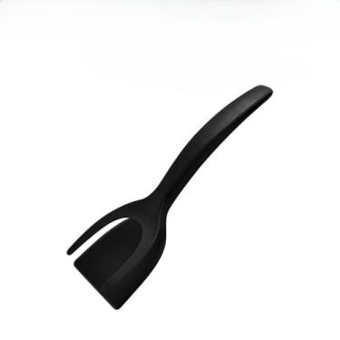 Imagem de Utensílios para Cozinha: Espátula e Raspador de Nylon + Pinça Culinária Antiaderente - Para Ovos, Tapioca, Bife, Panqueca e Mais(1,Preto)