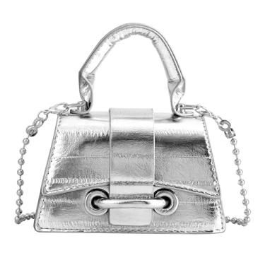 Imagem de Bolsas pequenas transversais femininas bolsa de ombro clássica bolsa feminina linda bolsa de mão pequena bolsa de mão com alça, Prata