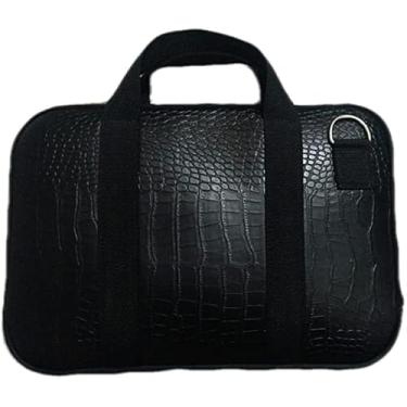 Imagem de Bolsa para Notebook 15,6" – Couro Sintético Estilo Crocodilo, Alça Transversal e Mão (Preta)