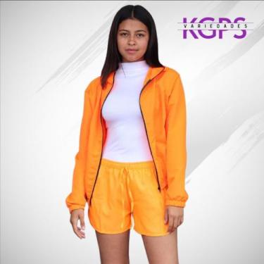 Imagem de Conjunto Jaqueta Corta Vento e Short Curto Tecido Tactel - Laranja - C