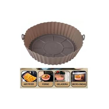 Imagem de Forma De Silicone Assadeira Para Air Fryer Microondas Forno Com Alça Alta Proteção Premium