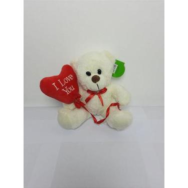 Imagem de Urso Apaixonado com Balão do Amor Branco - Pelúcia 20 cm - Tuka Toy