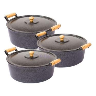 Imagem de Jogo De Panelas 16 18 E 20 Alumínio Fundido Batido Grosso - DIVIFORTE