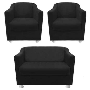 Imagem de Kit 2 Poltrona + Namoradeira Opala Decorativa Reforçada Recepção Clíni