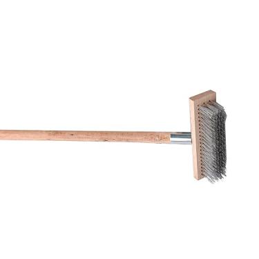 Imagem de Cryfokt Escova de Piso Robusta para Superfícies ásperas, Fio de Aço Inoxidável Profissional e Escova de Piso Duro Feita de Madeira de Pinho para Limpeza