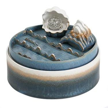 Imagem de XFNVXC Fonte decorativa para uso interno fonte de mesa cerâmica corrente ornamento de água sala de estar Feng Shui fonte de água giratória Rockery Fountain casa