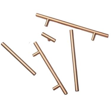 Imagem de CXYFQUUK Puxador de armário em forma de T 192 mm ouro escuro armário armário liga de zinco puxadores de porta de gaveta longo nórdico 221 2 peças (160 mm)