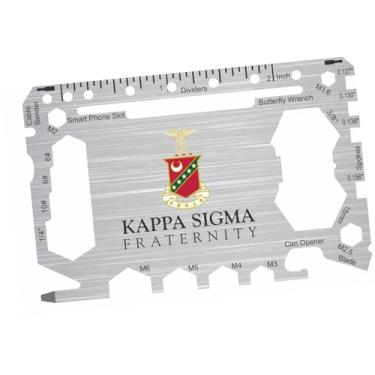 Imagem de Cartão multiferramentas de bolso Kappa Sigma Fraternity 46 em 1 com régua em polegadas – Ferramenta de carteira EDC de sobrevivência com chaves de fenda, chaves, abridor de garrafa e lata, cortador de