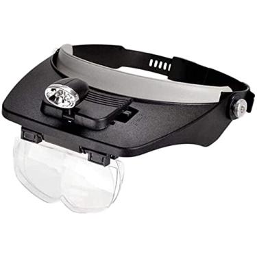 Imagem de Lupas, lupa montada na cabeça, lendo e assistindo TV soldagem led lupa