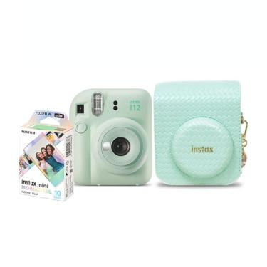 Imagem de Kit câmera Instantânea Fujifilm instax mini 12 VERDE MENTA + bolsa + filme Mermaid Tail com 10 fotos