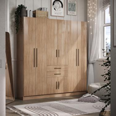 Imagem de Guarda-Roupa Casal Grande 8 Portas 2 Gavetas com 4 Cabideiros Divisao Ele/Ela Corredicas Telescopicas