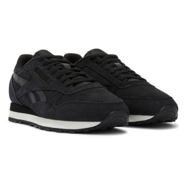Imagem de Reebok Tênis feminino de couro clássico, Preto/Preto/Branco Lavado, 13 Women/11.5 Men