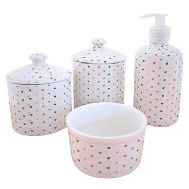 Imagem de Kit Higiene Bebê Lavabo 4 ou 5 pçs Poá c/ Pegador Porcelana - Antilope