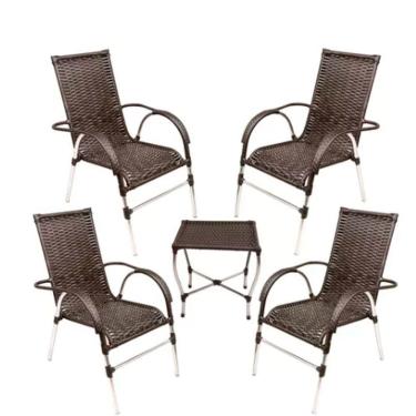 Imagem de Jogo Cadeira Para Churrasqueira E Mesa De Centro Vênus Trama Pedra Ferro