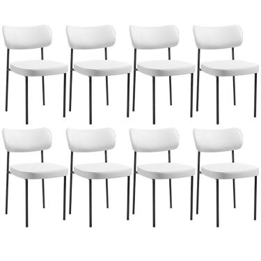 Imagem de Kit 08 Cadeiras Decorativas Para Sala De Jantar Melina L02 Facto Branco - Lyam Decor