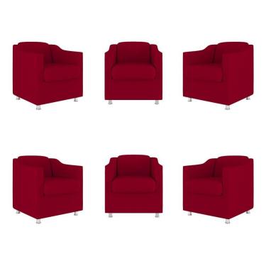 Imagem de Kit 06 Poltronas Tilla Consultório Recepção Sala Suede Cor:vermelho